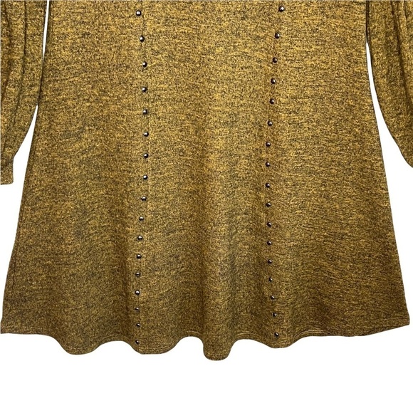 Spense Green Studded Balloon Sleeve Knit Sweater Dress Stretch Pull Over Size M - Picture 9 of 12